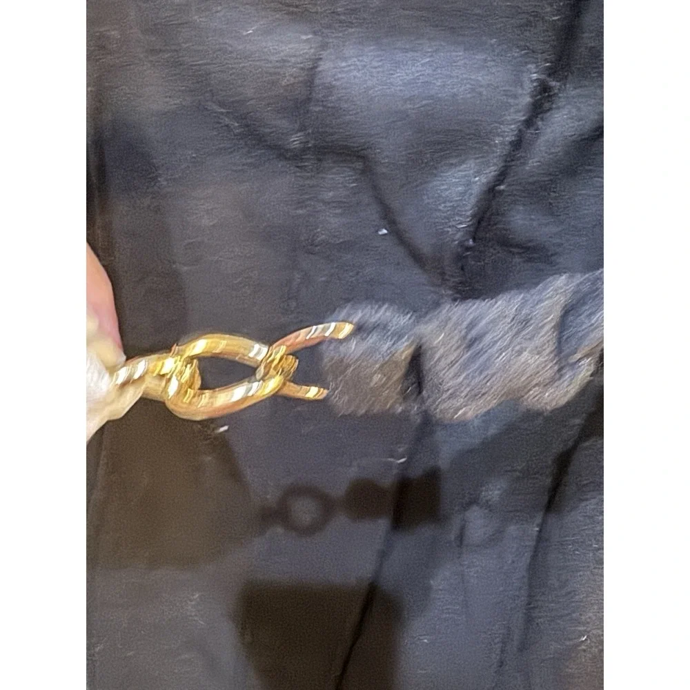 Vince Camuto Womens Chain-Belt Walker Coat Wool Blend Black Size Petite XS